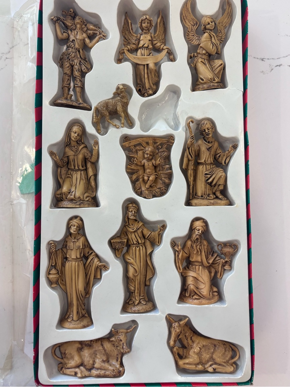 Vintage resin Nativity set 12 figurines in original box made in Taiwan Christmas